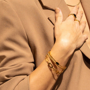 Bracelete Camadas Ônix Banhado em Ouro 18k - Murano Joias