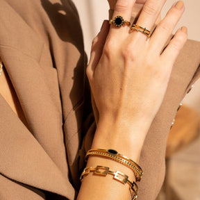 Bracelete Camadas Ônix Banhado em Ouro 18k - Murano Joias