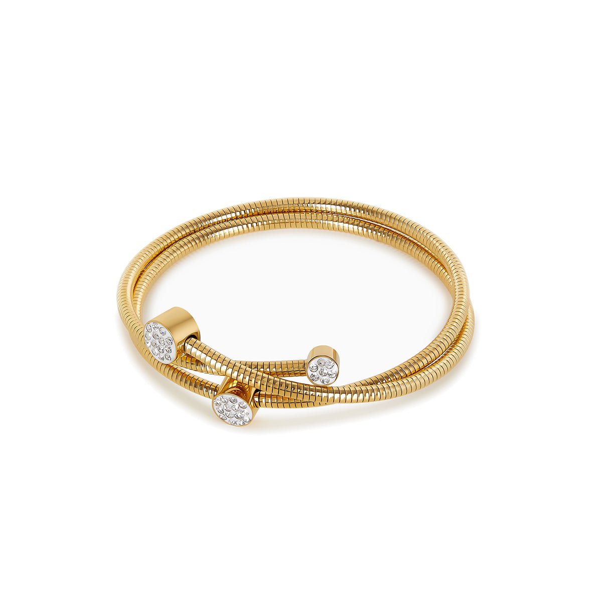 Bracelete Espiral Cristais Banhado em Ouro 18k - Murano Joias