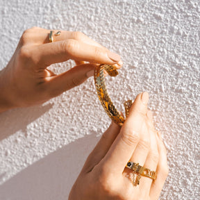 Bracelete Folhas Dourada Banhado em Ouro 18k - Murano Joias